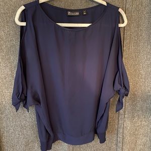 Cold-shoulder, sheer blouse